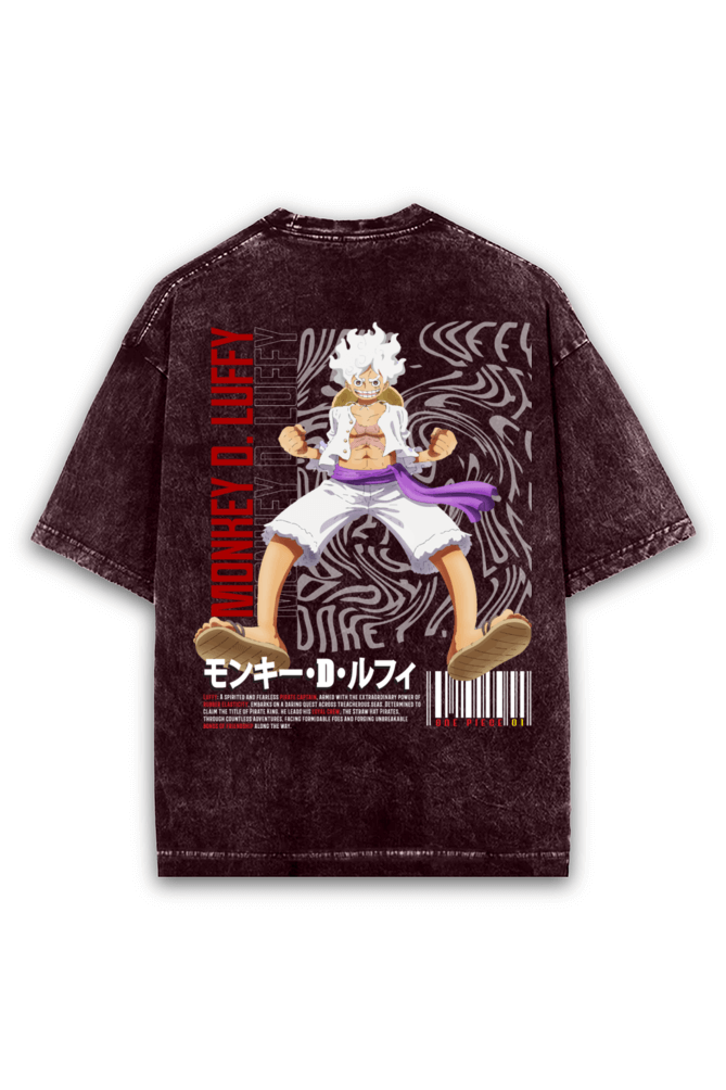 Gear Five Monkey D. Luffy Acid wash Oversized Tshirt Premium Streetwear by Russtees