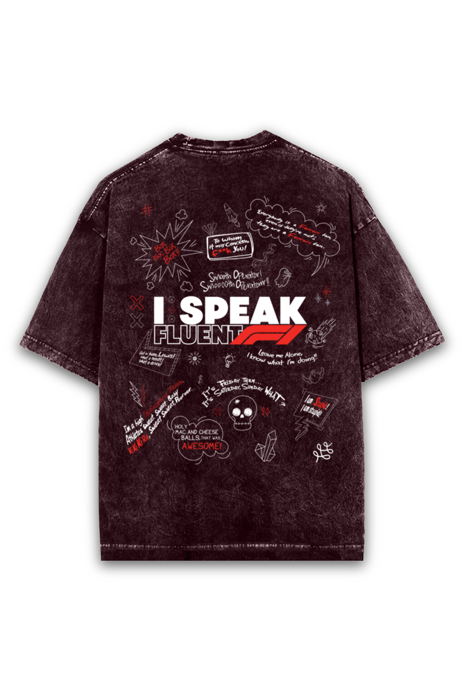 I Speak Fluent F1 Acid Wash Oversized T-Shirt Premium Streetwear by Russtees