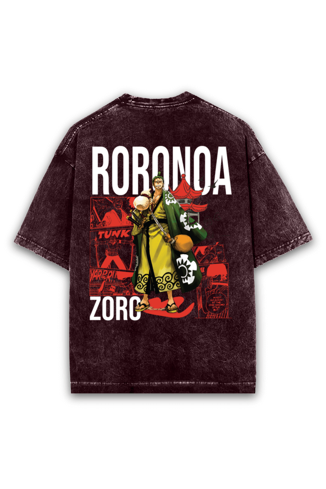 Roronoa Zoro Acid Wash Oversized Tshirt Premium Streetwear by Russtees