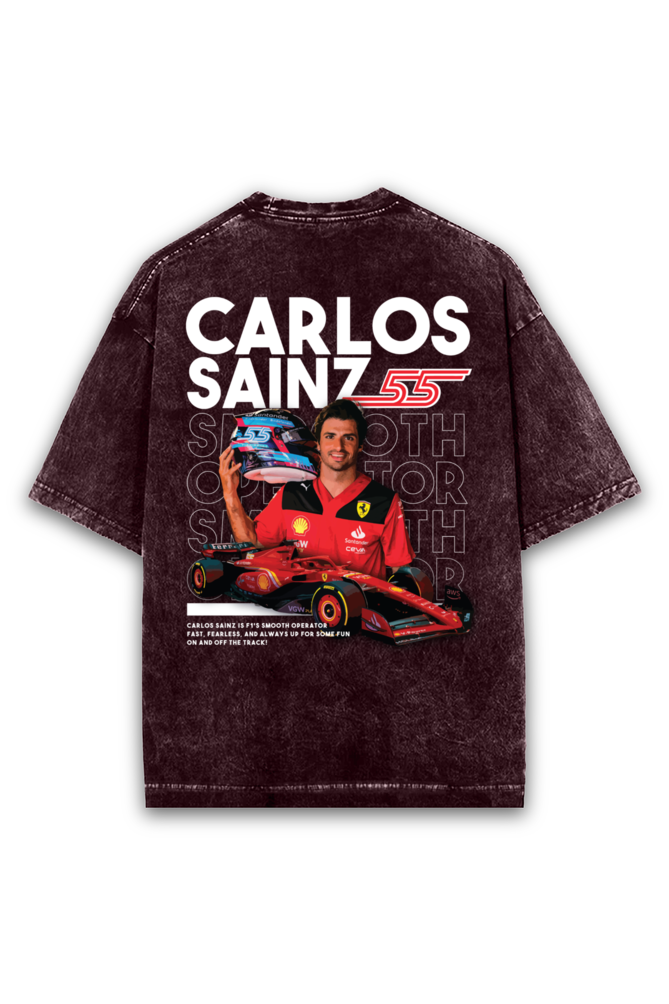 Carlos Sainz Acid wash Oversized Tshirt Premium Streetwear by Russtees