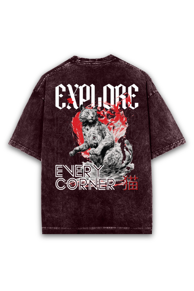 Curious as Cat Acid wash Oversized Tshirt Premium Streetwear by Russtees