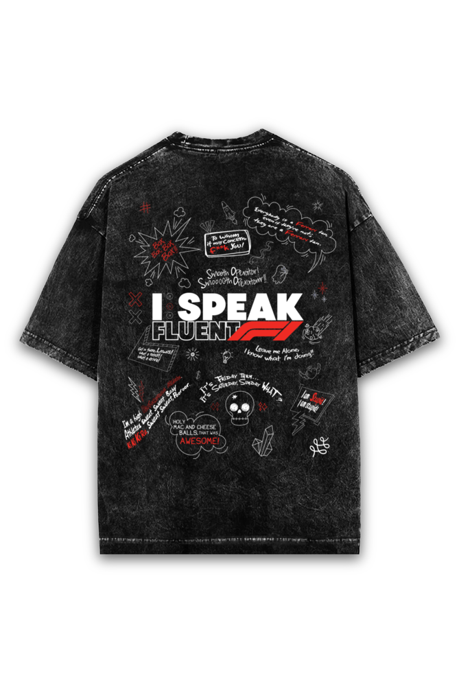 I Speak Fluent F1 Acid Wash Oversized T-Shirt Premium Streetwear by Russtees