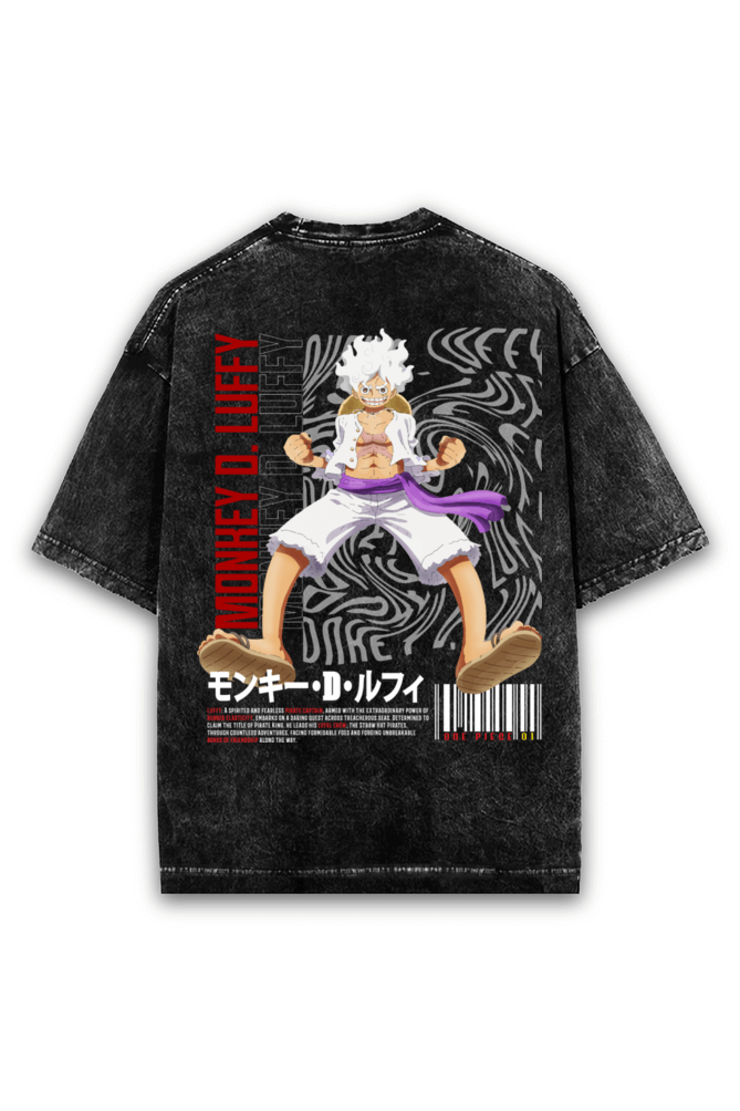 Gear Five Monkey D. Luffy Acid wash Oversized Tshirt Premium Streetwear by Russtees