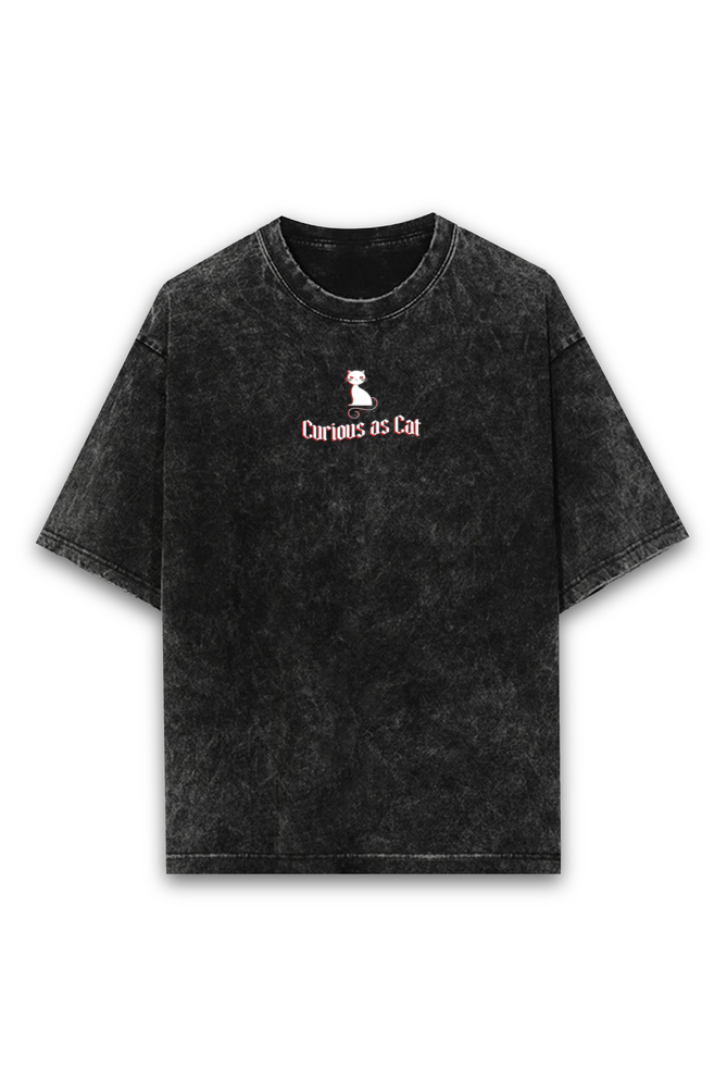 Curious as Cat Acid wash Oversized Tshirt Premium Streetwear by Russtees