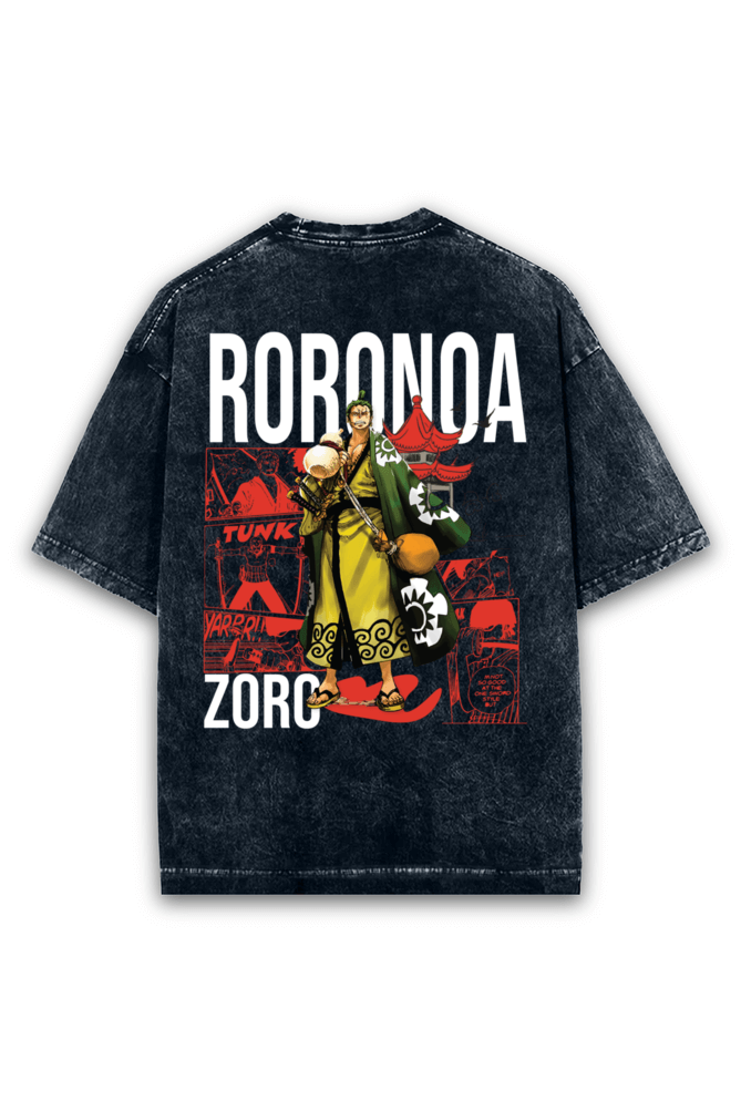 Roronoa Zoro Acid Wash Oversized Tshirt Premium Streetwear by Russtees