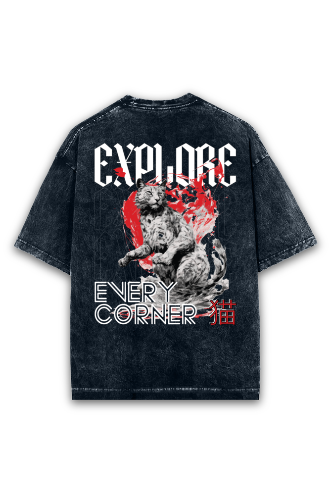 Curious as Cat Acid wash Oversized Tshirt Premium Streetwear by Russtees
