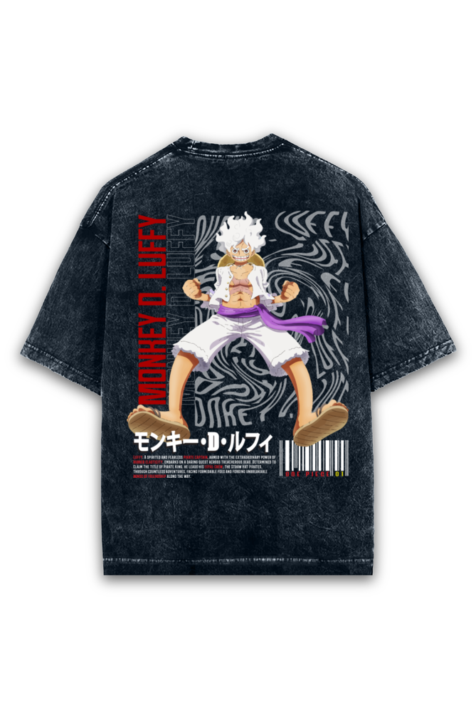 Gear Five Monkey D. Luffy Acid wash Oversized Tshirt Premium Streetwear by Russtees