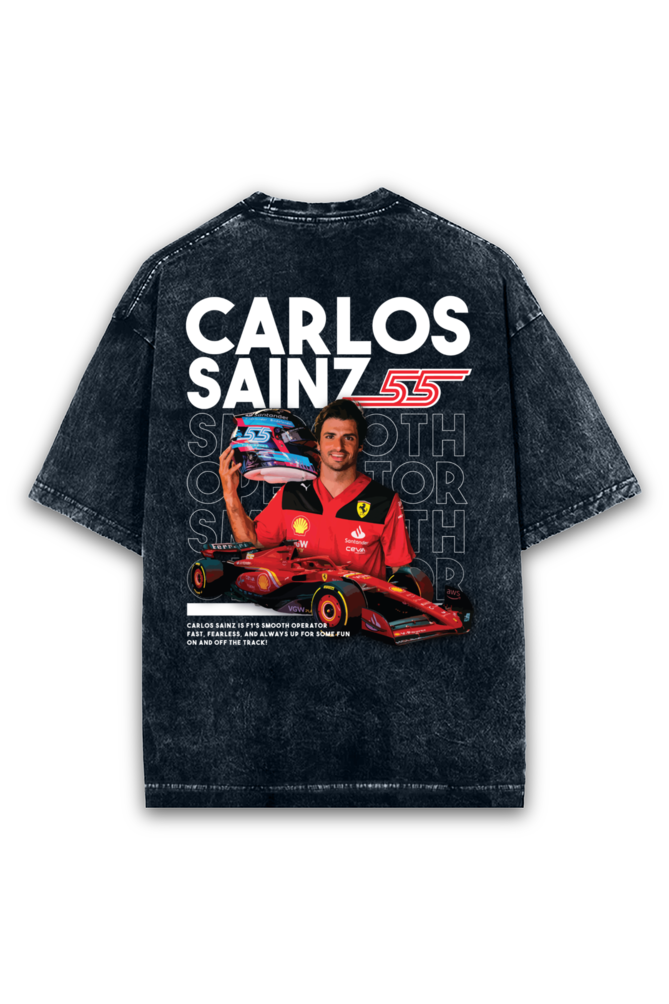 Carlos Sainz Acid wash Oversized Tshirt Premium Streetwear by Russtees