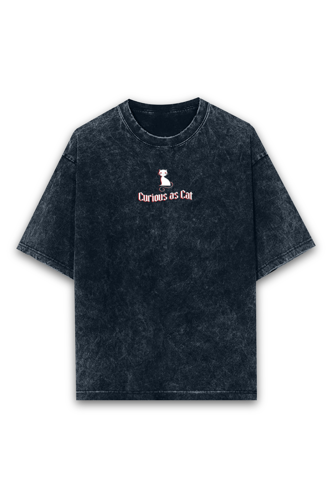 Curious as Cat Acid wash Oversized Tshirt Premium Streetwear by Russtees