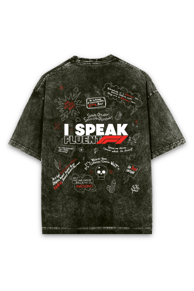 I Speak Fluent F1 Acid Wash Oversized T-Shirt Premium Streetwear by Russtees