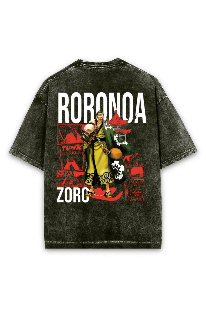 Roronoa Zoro Acid Wash Oversized Tshirt Premium Streetwear by Russtees