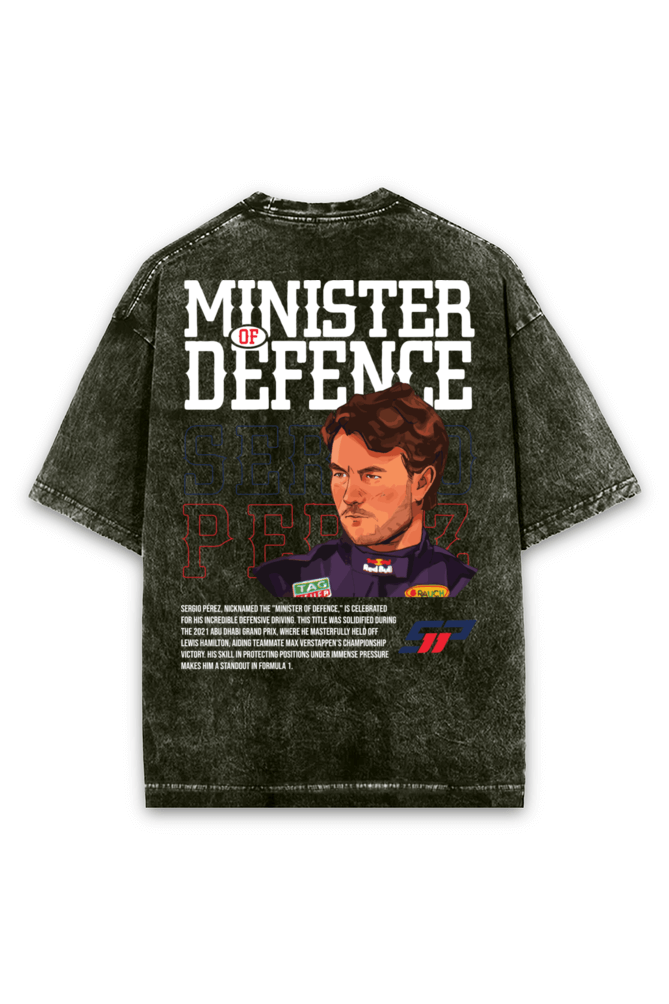Checo Perez Minister of Defense Acid wash Oversized Tshirt Premium Streetwear by Russtees