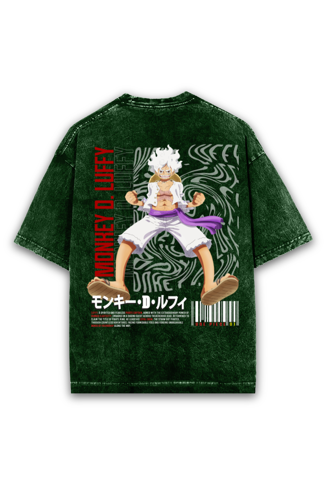 Gear Five Monkey D. Luffy Acid wash Oversized Tshirt Premium Streetwear by Russtees