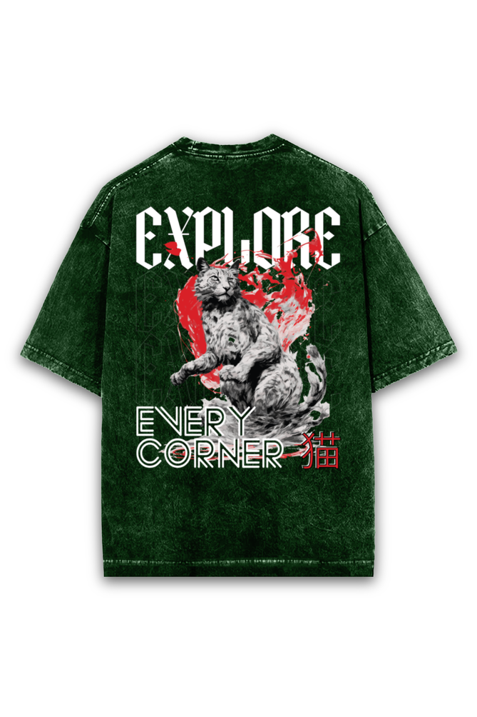 Curious as Cat Acid wash Oversized Tshirt Premium Streetwear by Russtees