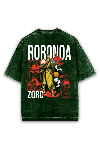 Roronoa Zoro Acid Wash Oversized Tshirt Premium Streetwear by Russtees