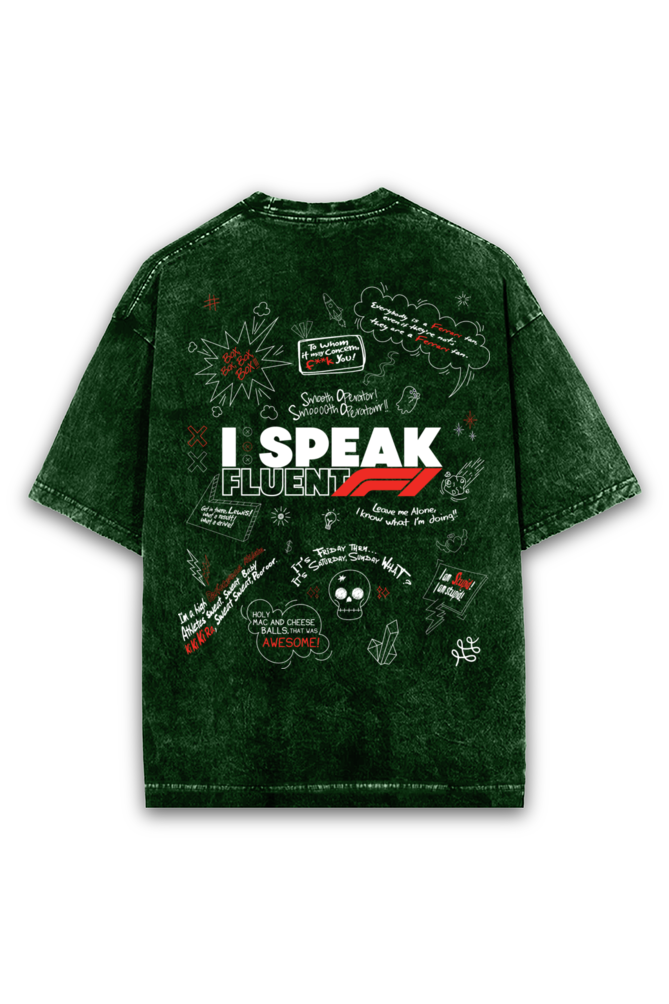 I Speak Fluent F1 Acid Wash Oversized T-Shirt Premium Streetwear by Russtees
