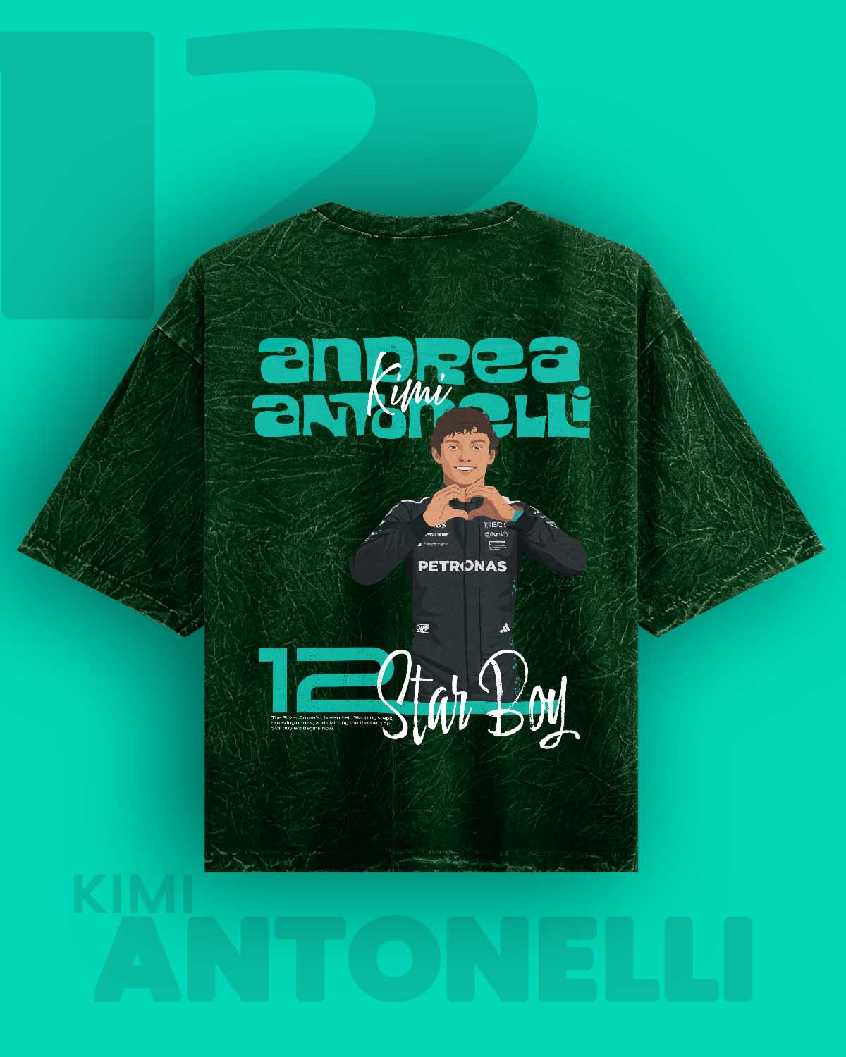 Kimi Antonelli / Star Boy Acid Washed Oversized Tee