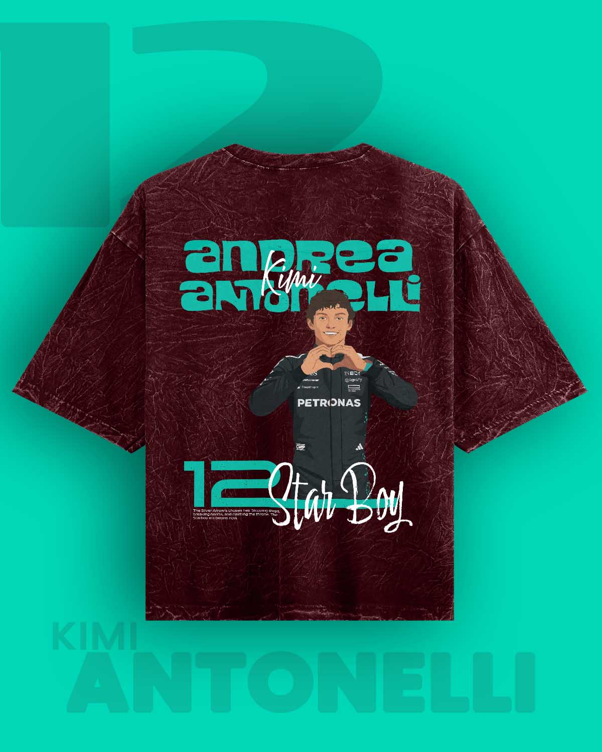 Kimi Antonelli / Star Boy Acid Washed Oversized Tee