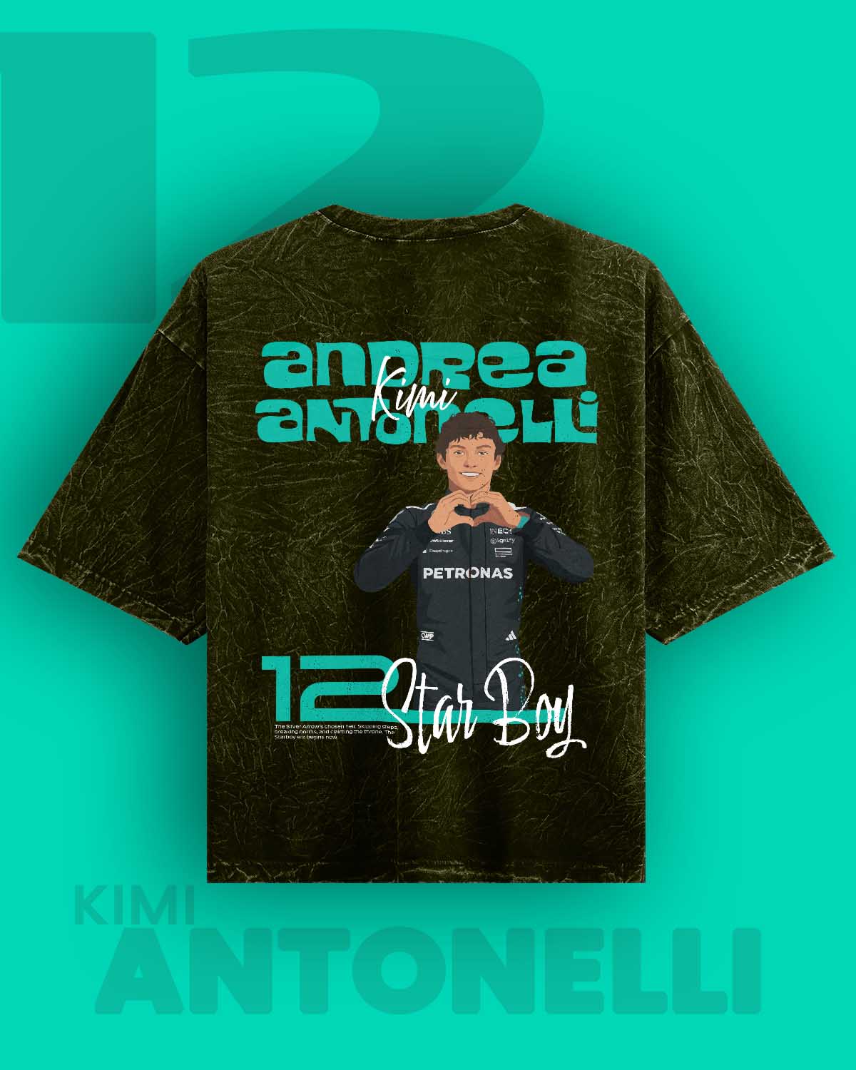 Kimi Antonelli / Star Boy Acid Washed Oversized Tee