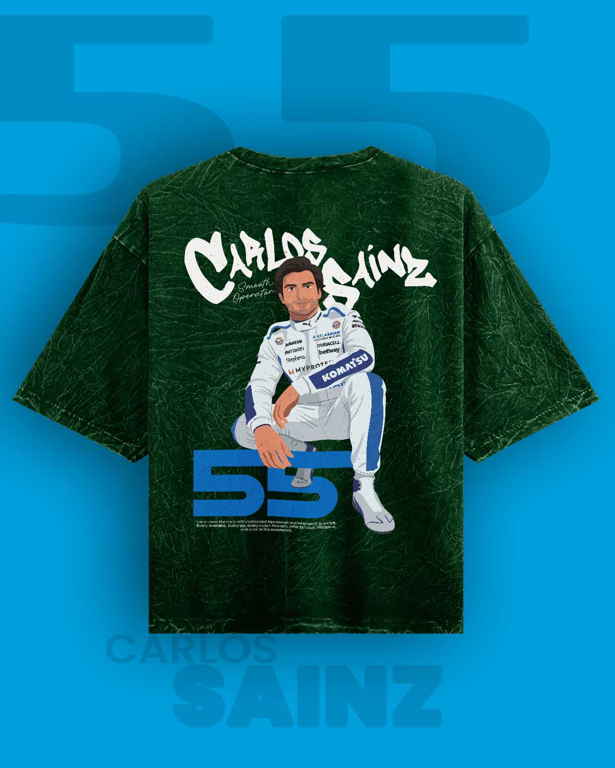 Carlos Sainz / Smooth Operator Acid Washed Oversized Tee