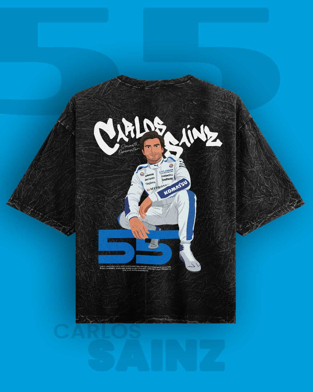 Carlos Sainz / Smooth Operator Acid Washed Oversized Tee