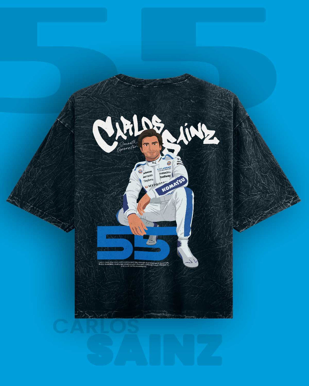 Carlos Sainz / Smooth Operator Acid Washed Oversized Tee