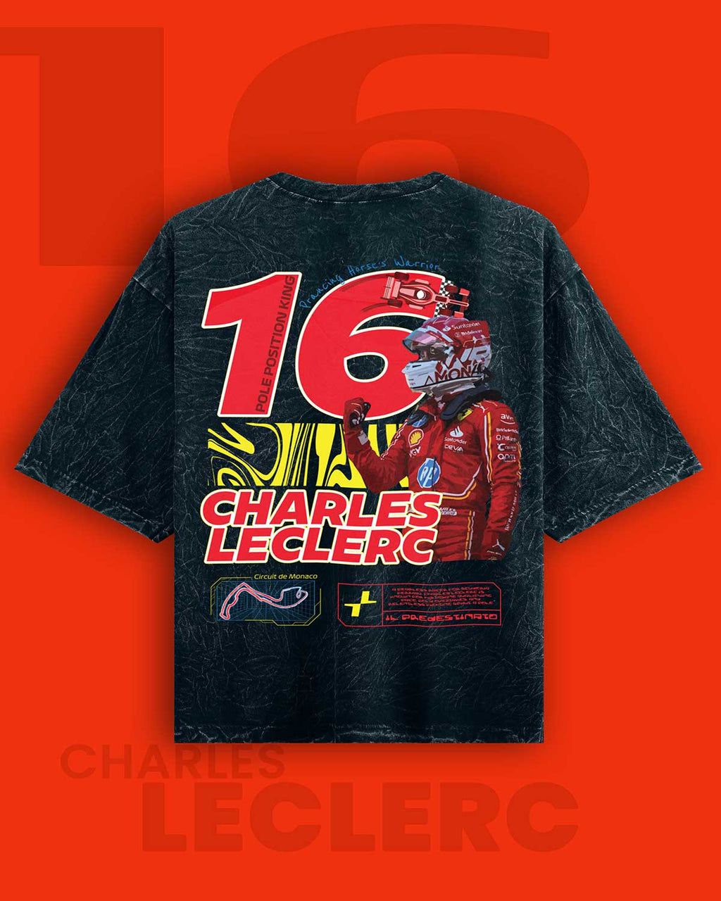 Charles Leclerc Acid Wash Oversized T-Shirt RussTees