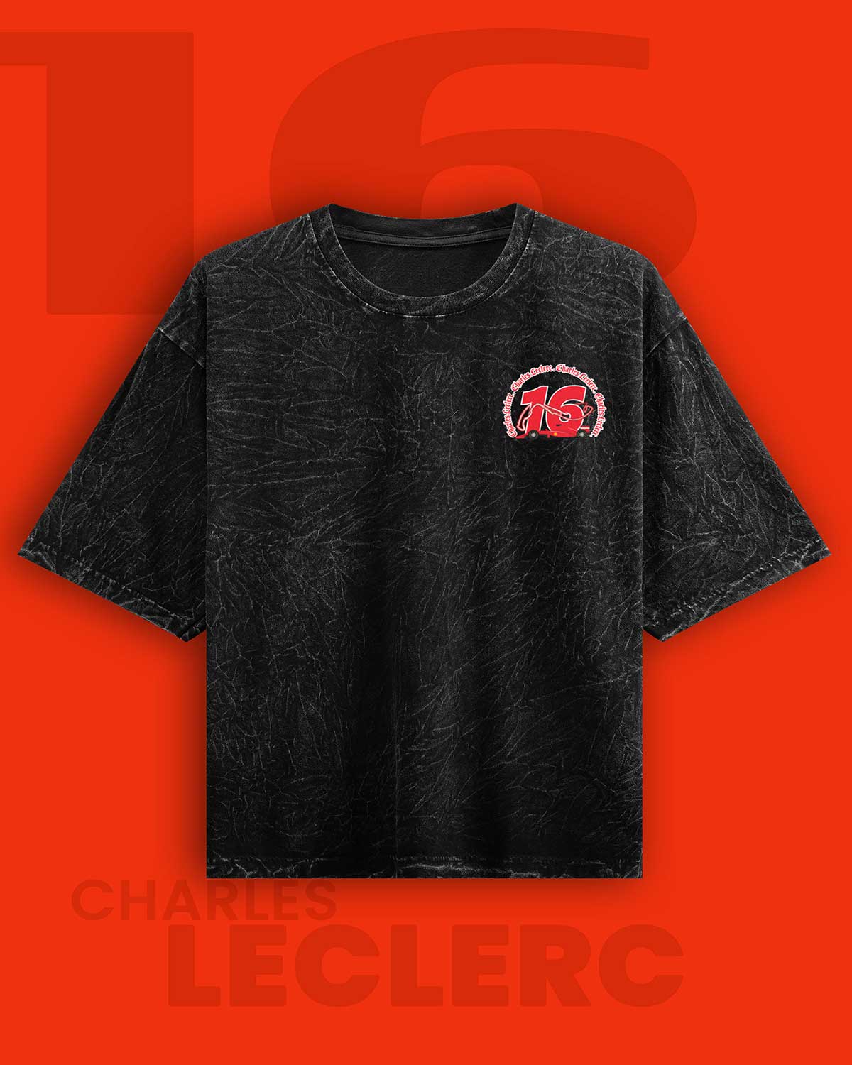 Charles Leclerc Acid Wash Oversized T-Shirt RussTees