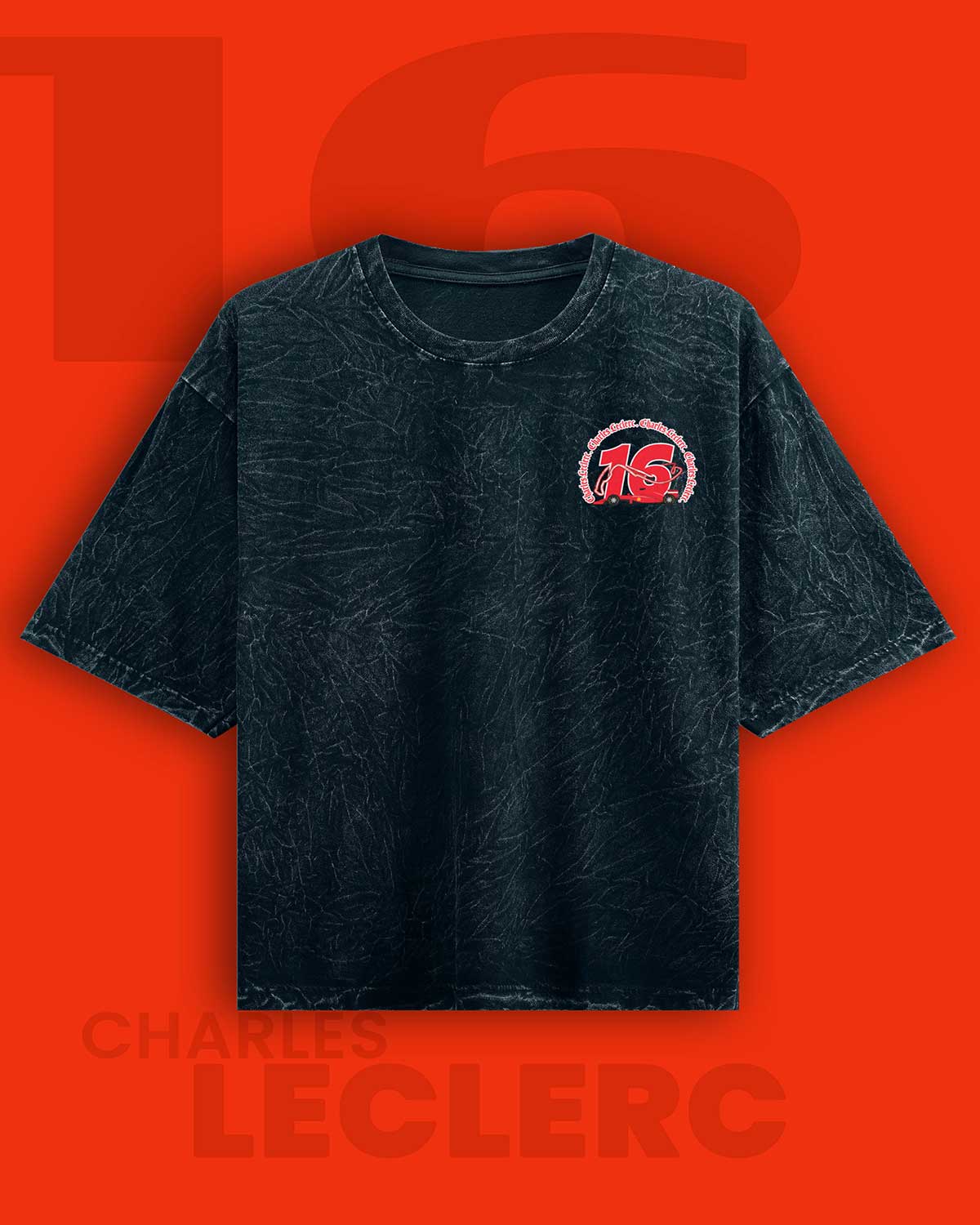 Charles Leclerc Acid Wash Oversized T-Shirt RussTees