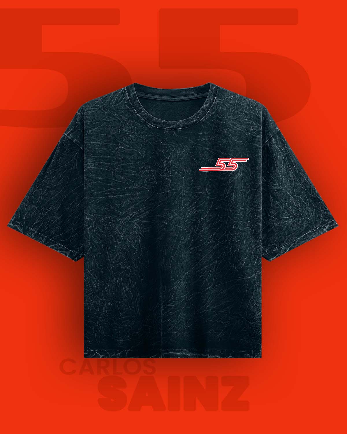 Carlos Sainz Acid wash Oversized Tshirt RussTees