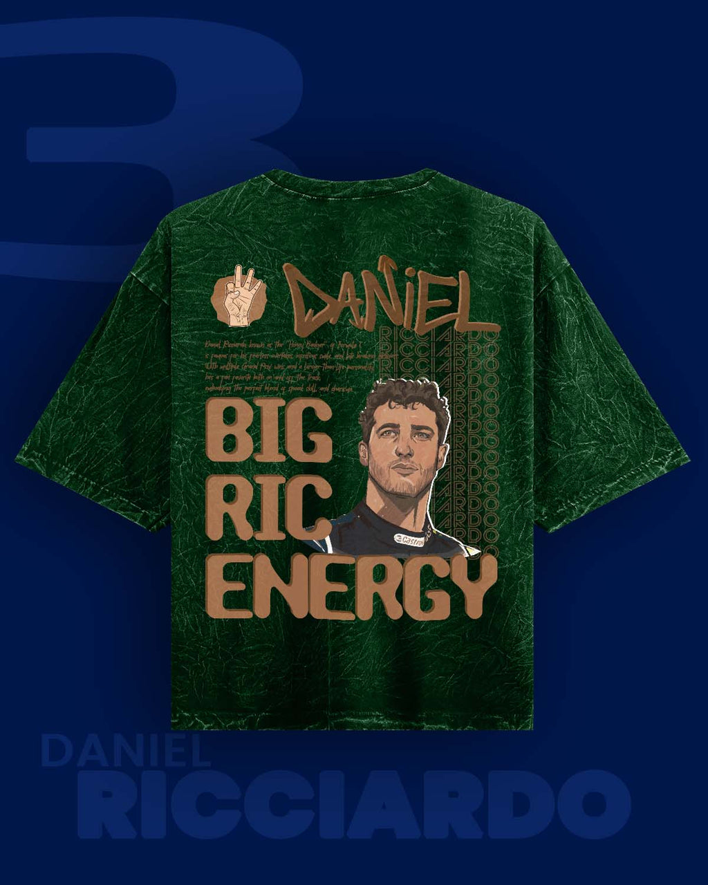 Big Ric Energy Daniel Riccardo Acid wash Oversized Tshirt RussTees