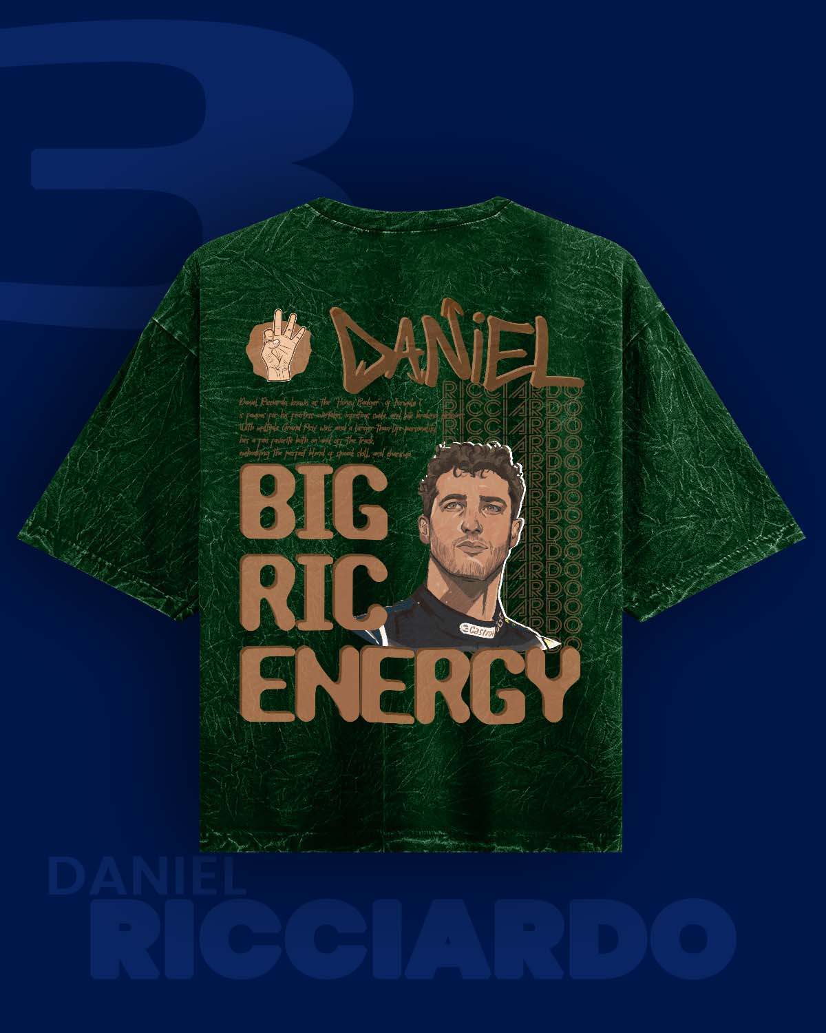 Big Ric Energy Daniel Riccardo Acid wash Oversized Tshirt RussTees