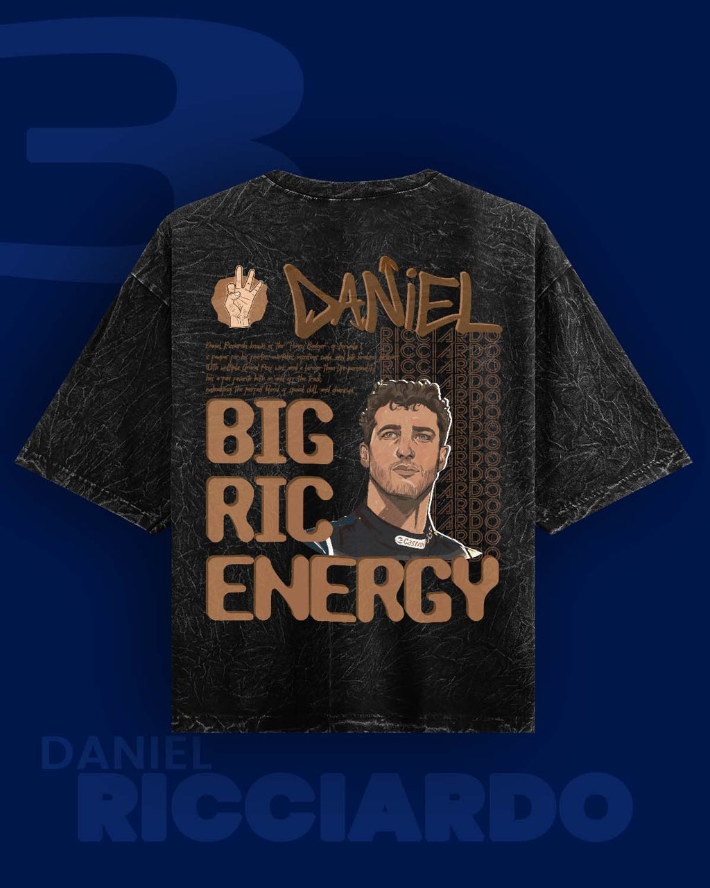 Big Ric Energy Daniel Riccardo Acid wash Oversized Tshirt RussTees