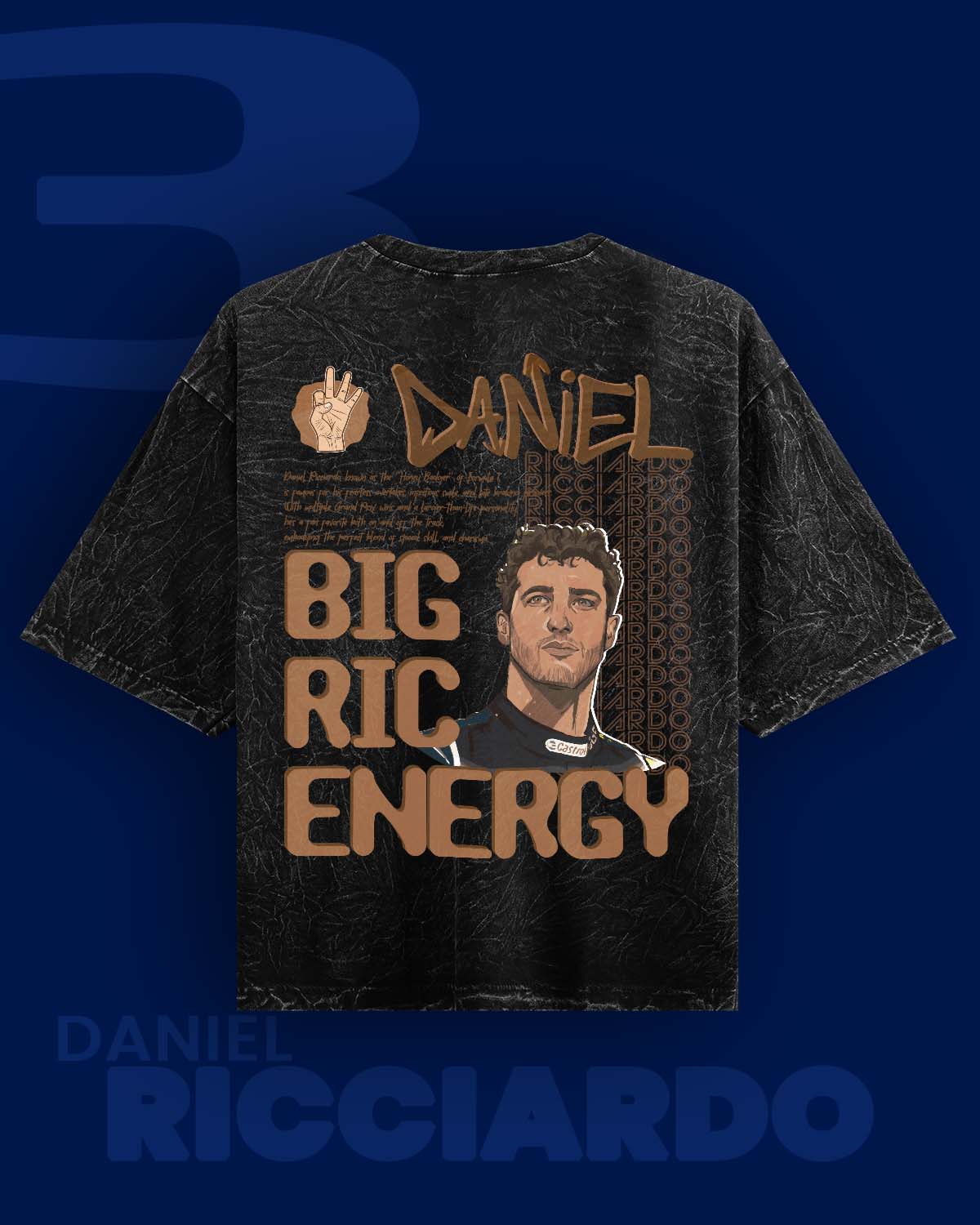 Big Ric Energy Daniel Riccardo Acid wash Oversized Tshirt RussTees