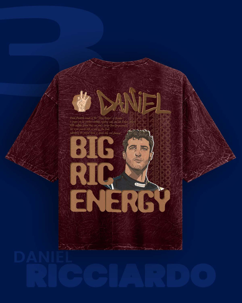 Big Ric Energy Daniel Riccardo Acid wash Oversized Tshirt RussTees