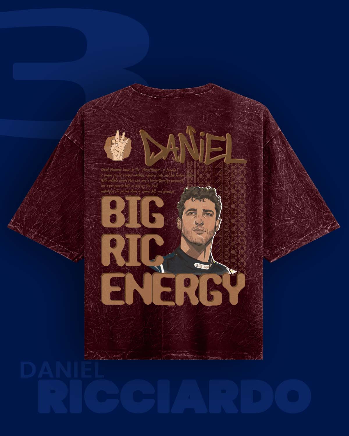 Big Ric Energy Daniel Riccardo Acid wash Oversized Tshirt RussTees