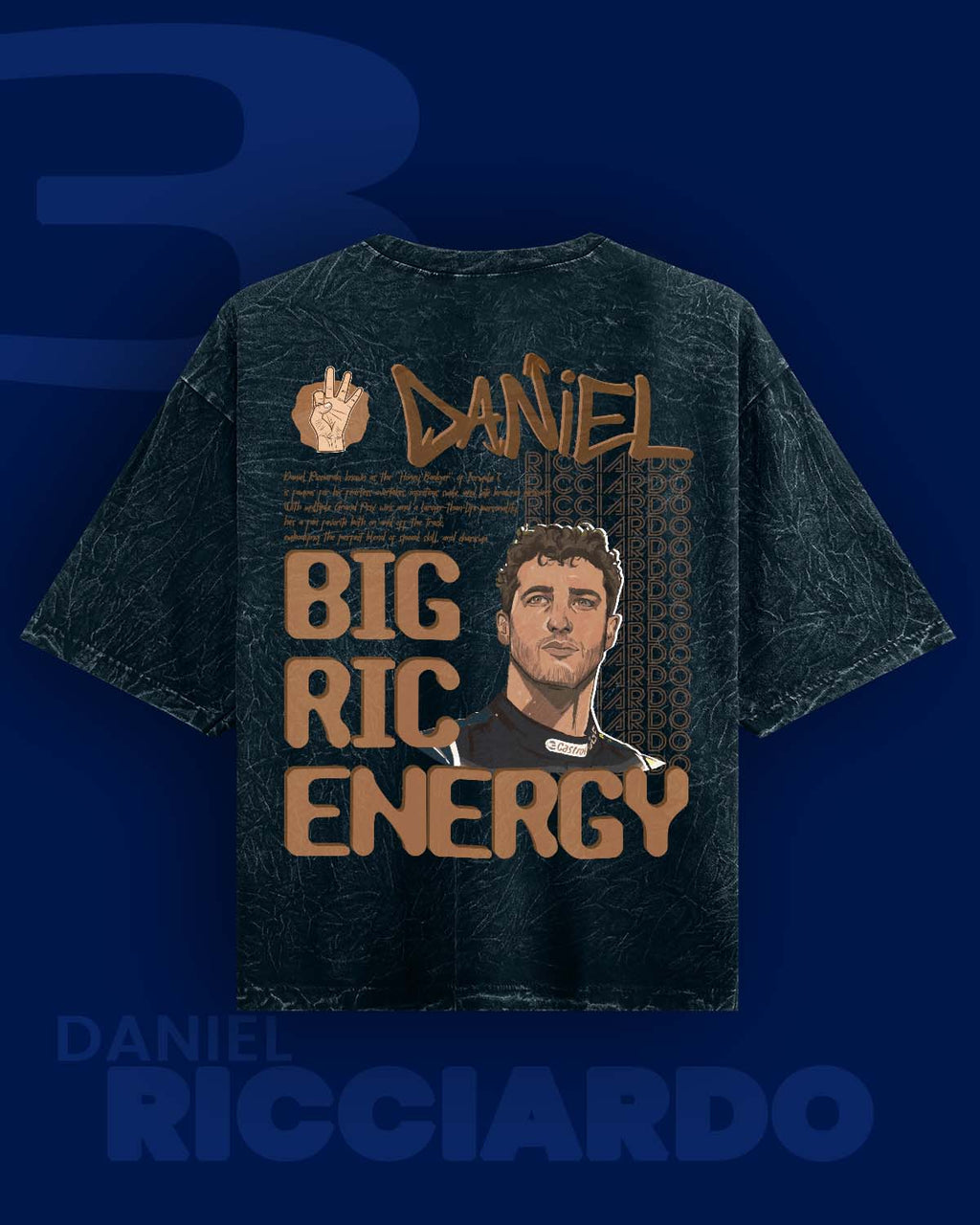 Big Ric Energy Daniel Riccardo Acid wash Oversized Tshirt RussTees