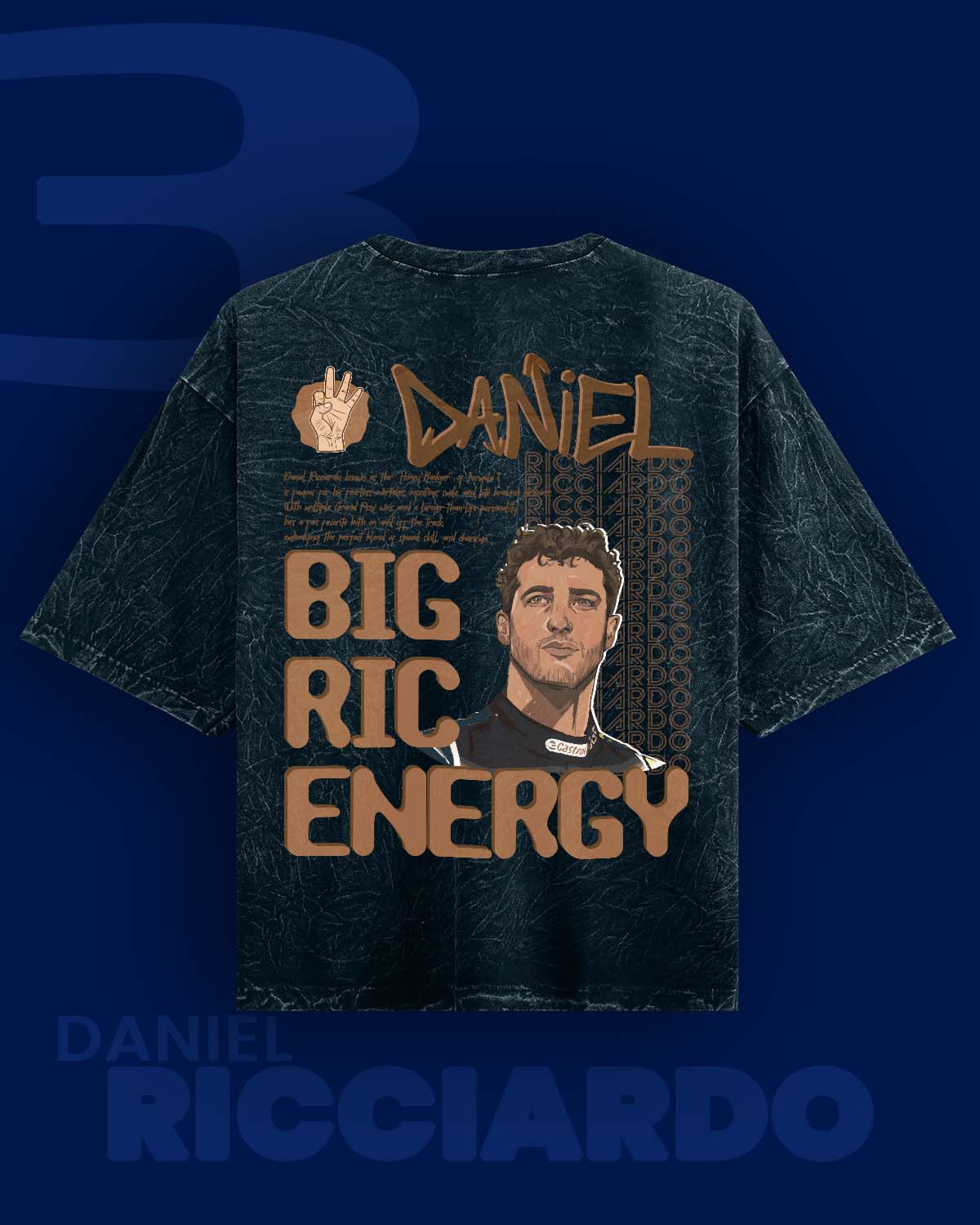 Big Ric Energy Daniel Riccardo Acid wash Oversized Tshirt RussTees