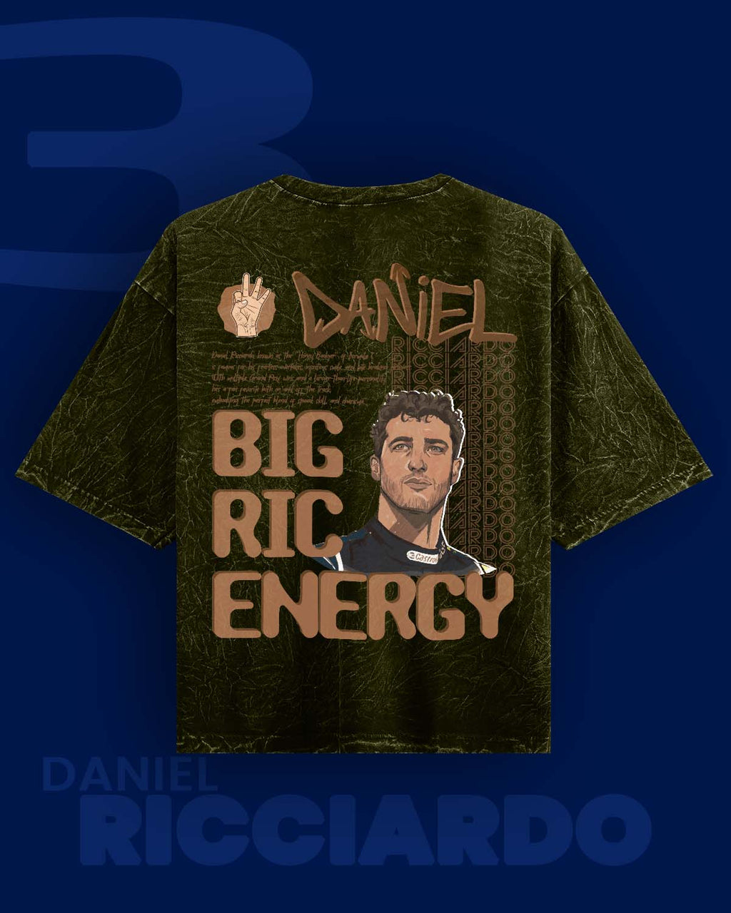 Big Ric Energy Daniel Riccardo Acid wash Oversized Tshirt RussTees