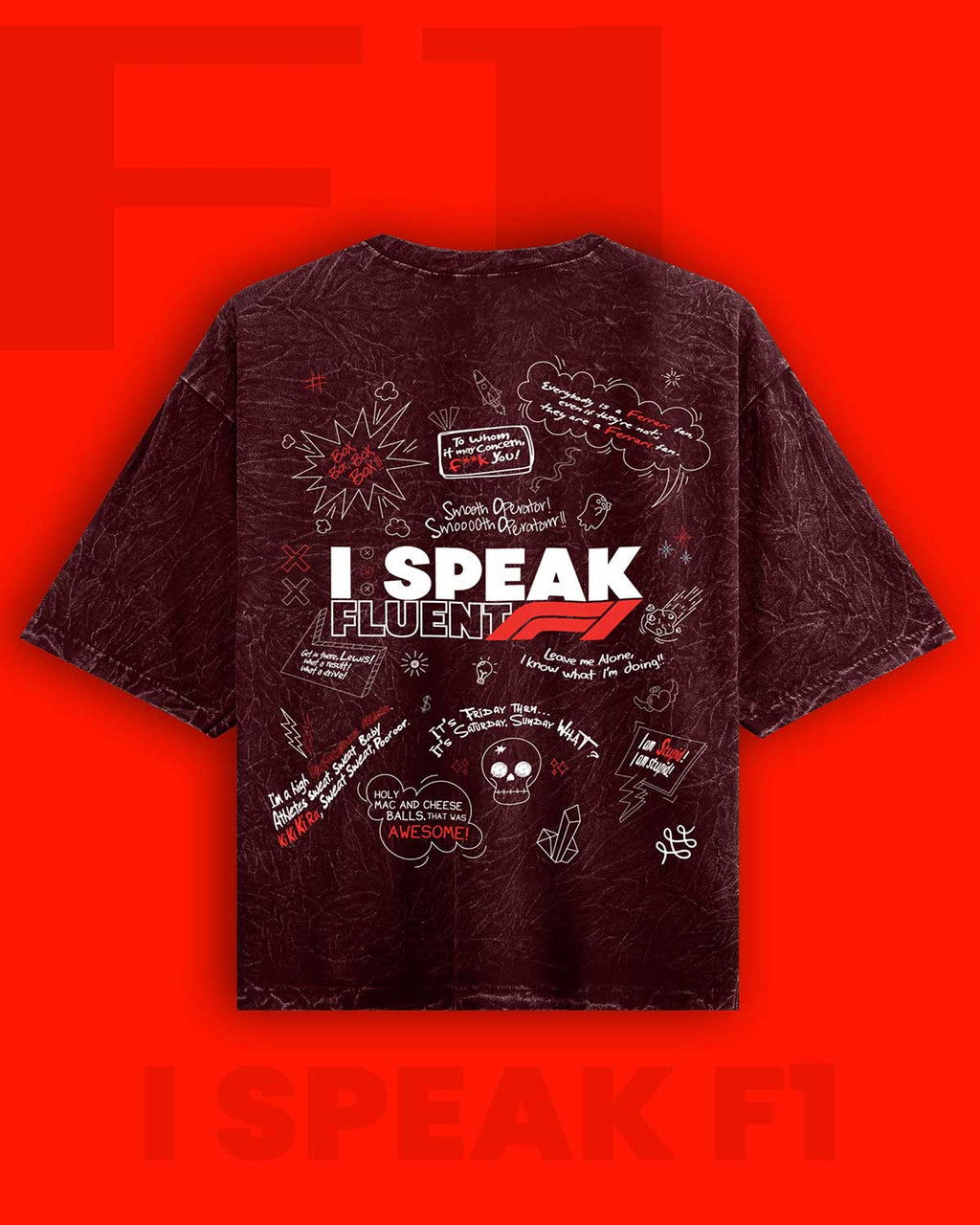 I Speak Fluent F1 Acid Wash Oversized T-Shirt RussTees