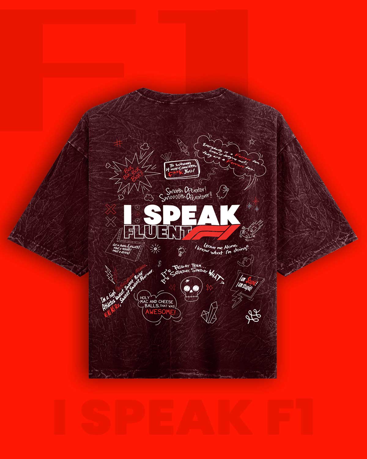 I Speak Fluent F1 Acid Wash Oversized T-Shirt RussTees