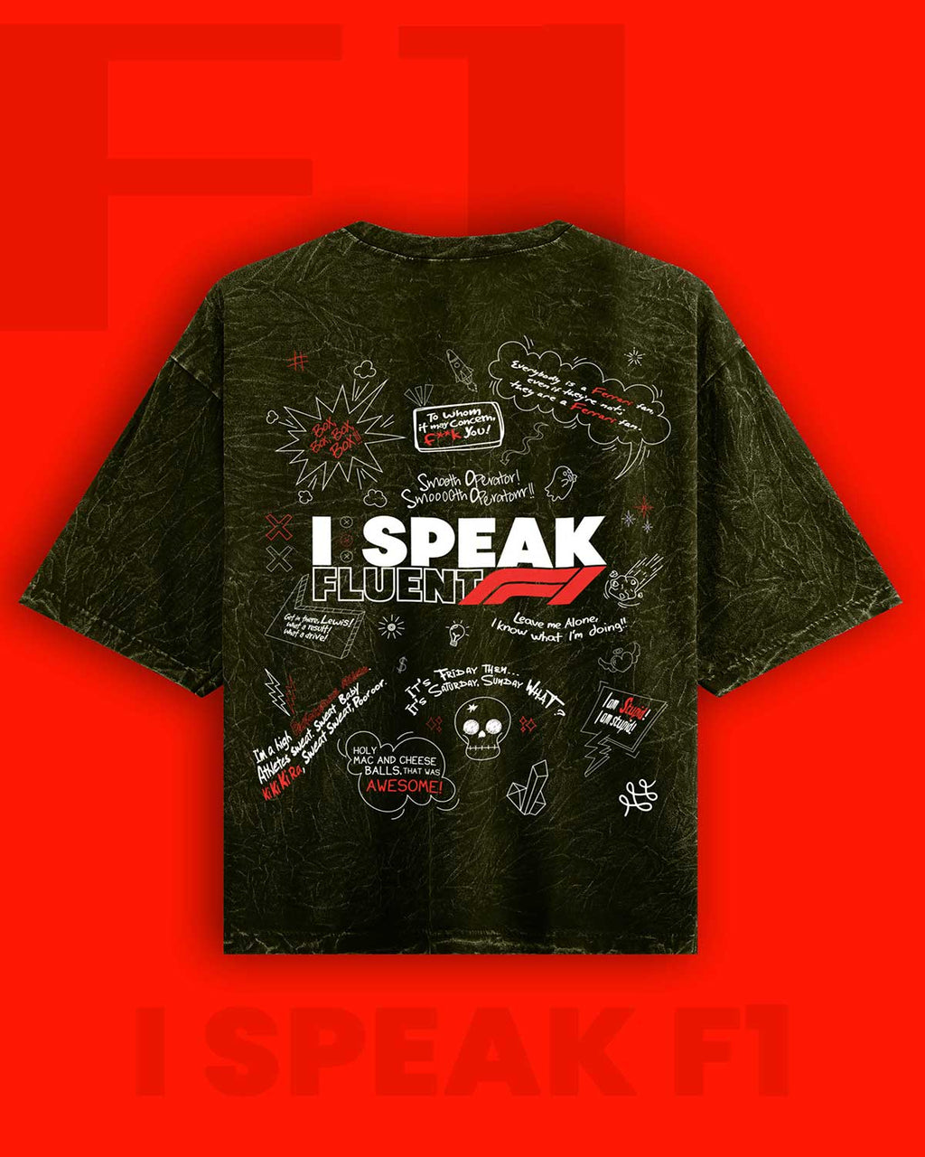 I Speak Fluent F1 Acid Wash Oversized T-Shirt RussTees