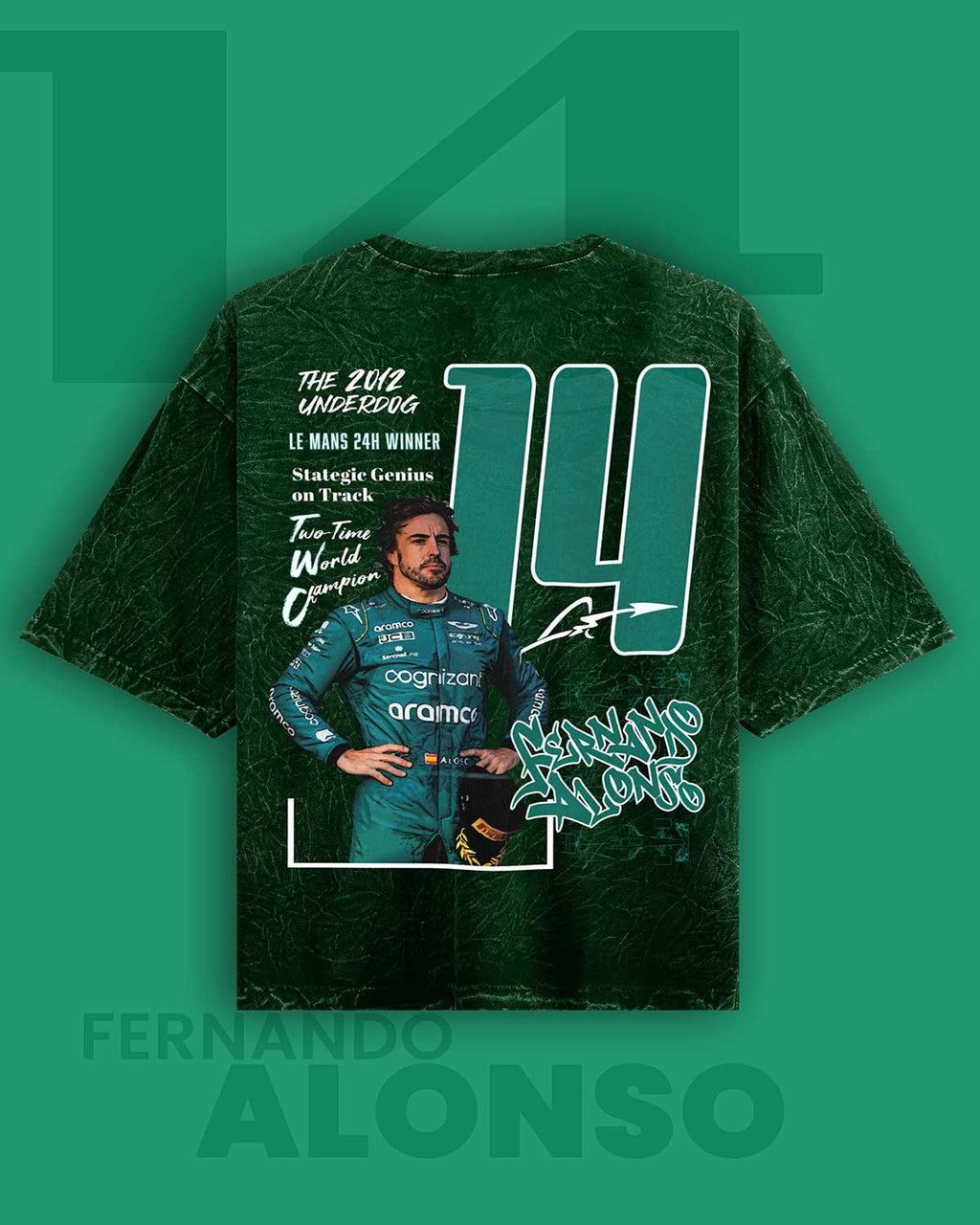 Fernando Alonso Acid Wash Oversized T-Shirt RussTees