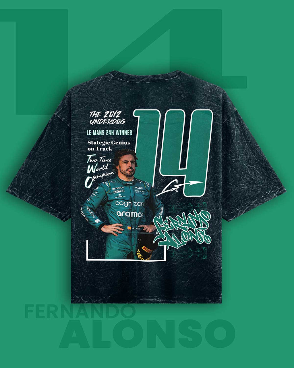 Fernando Alonso Acid Wash Oversized T-Shirt RussTees
