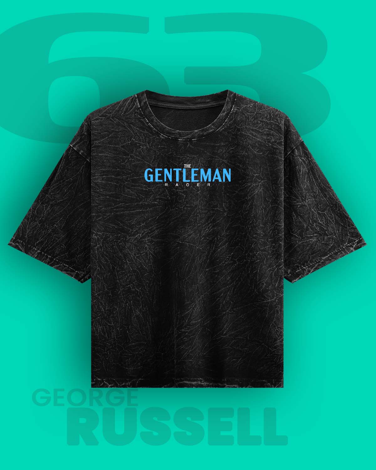 George Russell "The Gentleman Racer” Acid Washed Oversized Tee RussTees