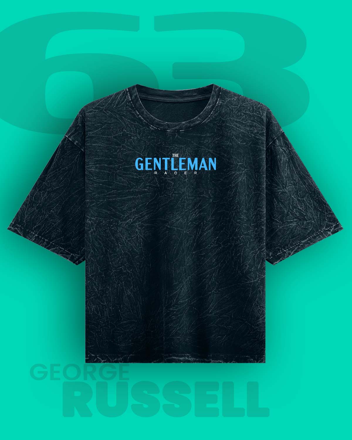 George Russell "The Gentleman Racer” Acid Washed Oversized Tee RussTees