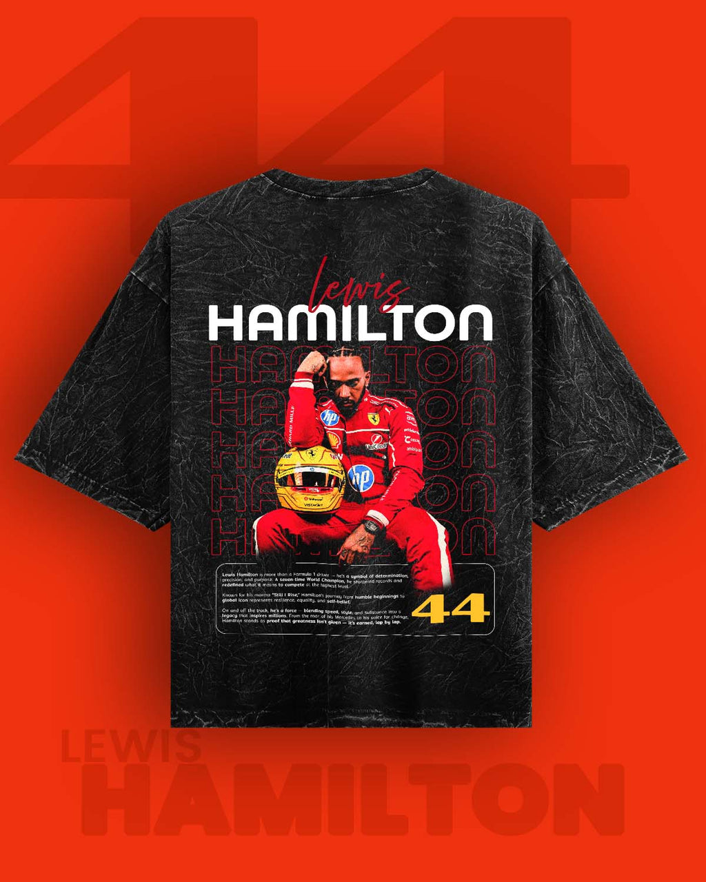 Lewis Hamilton / Scuderia Ferrari Acid Washed Oversized Tee RussTees
