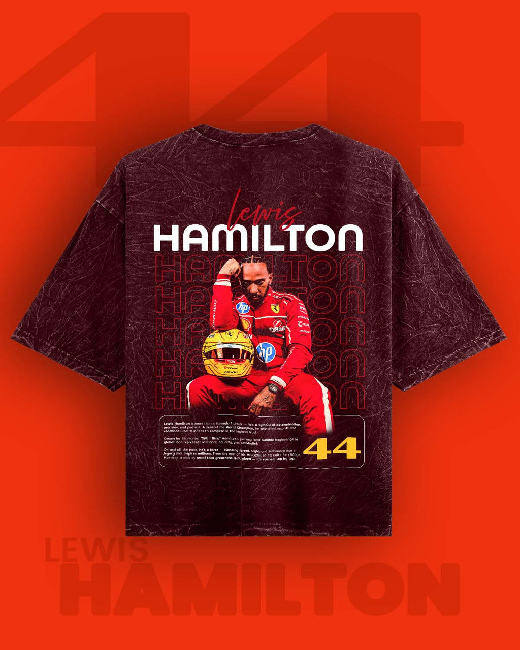 Lewis Hamilton / Scuderia Ferrari Acid Washed Oversized Tee RussTees