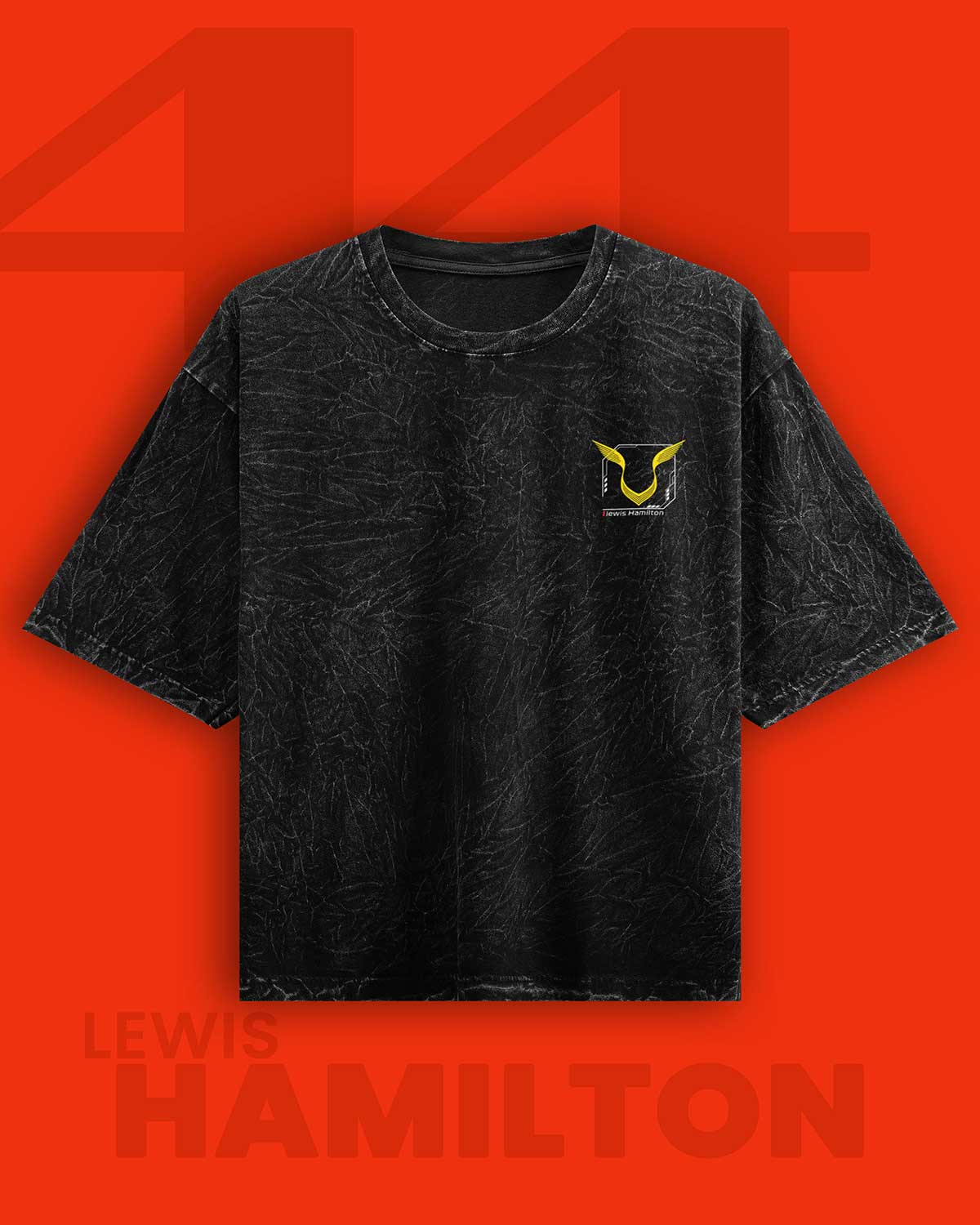 Lewis Hamilton Ferrari Acid Wash Oversized T-Shirt RussTees