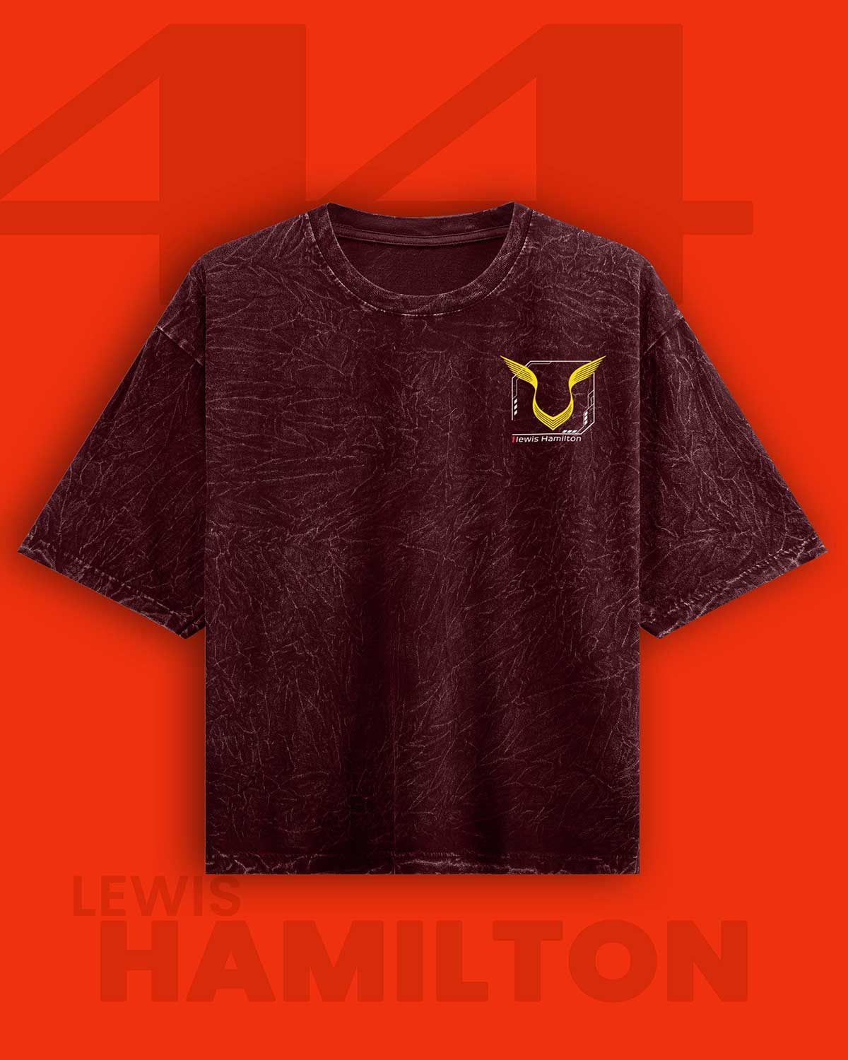 Lewis Hamilton Ferrari Acid Wash Oversized T-Shirt RussTees